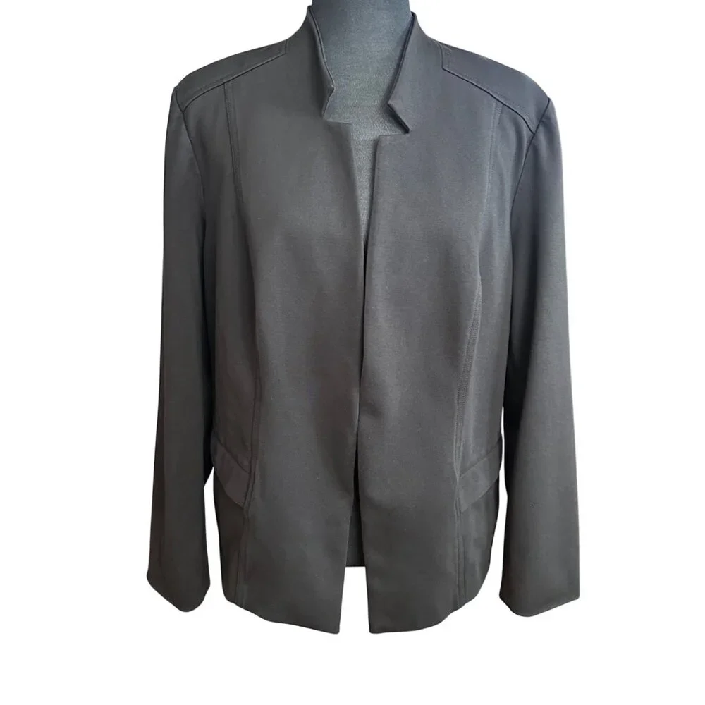 Chico's Blazer Chico's Womens Size XL 3 Black Solid Long Sleeve Jacket